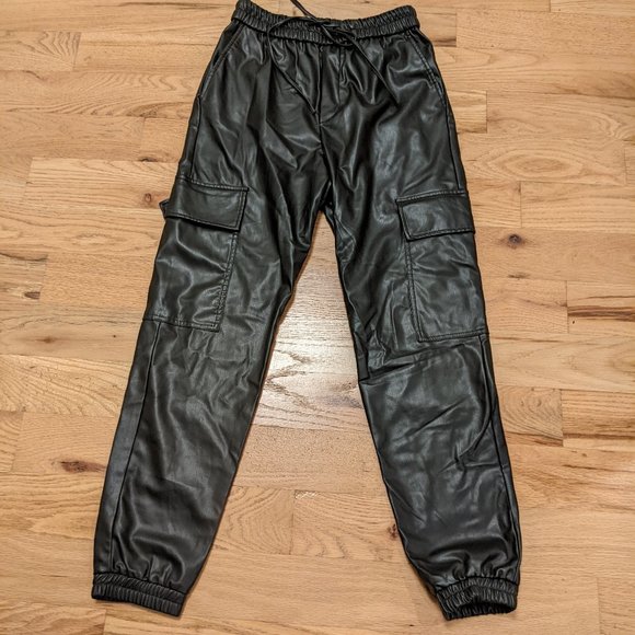 Zara Pants - Zara faux leather cargo joggers